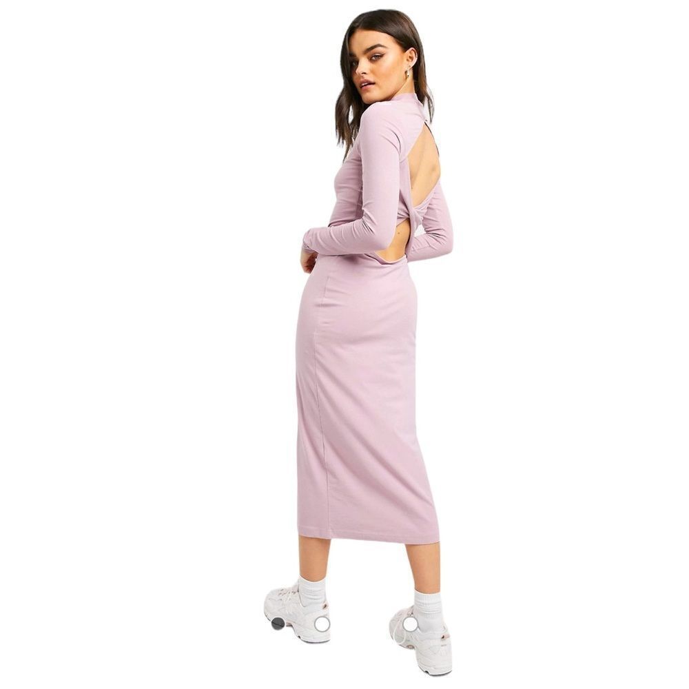 NWT WEEKDAY BEGONIA PINK MIDI‎ DRESS WITH CUT OUT BACK WOMENS SIZE MEDIUM